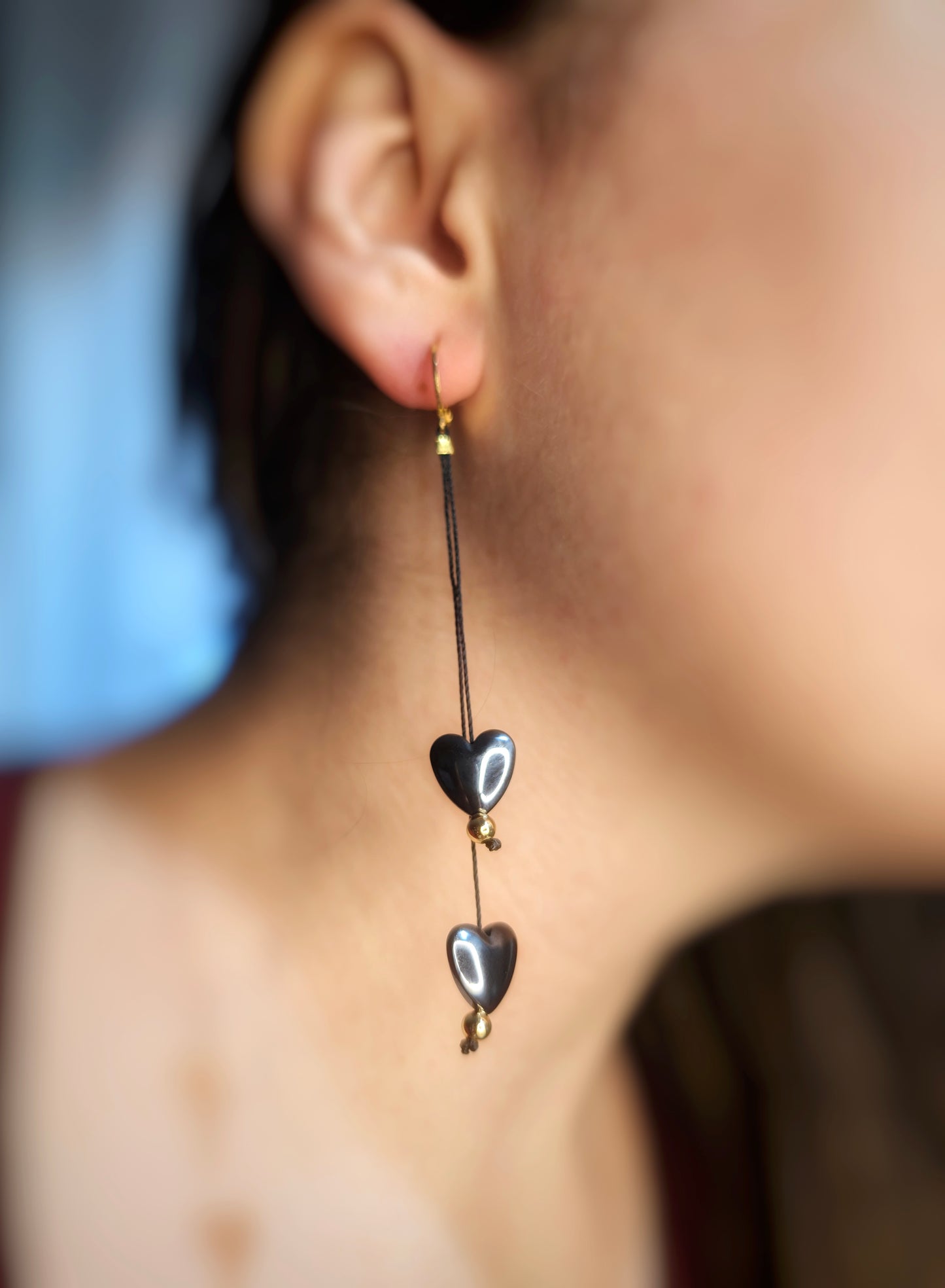 Stainless Steel Hematite Hearts Earrings