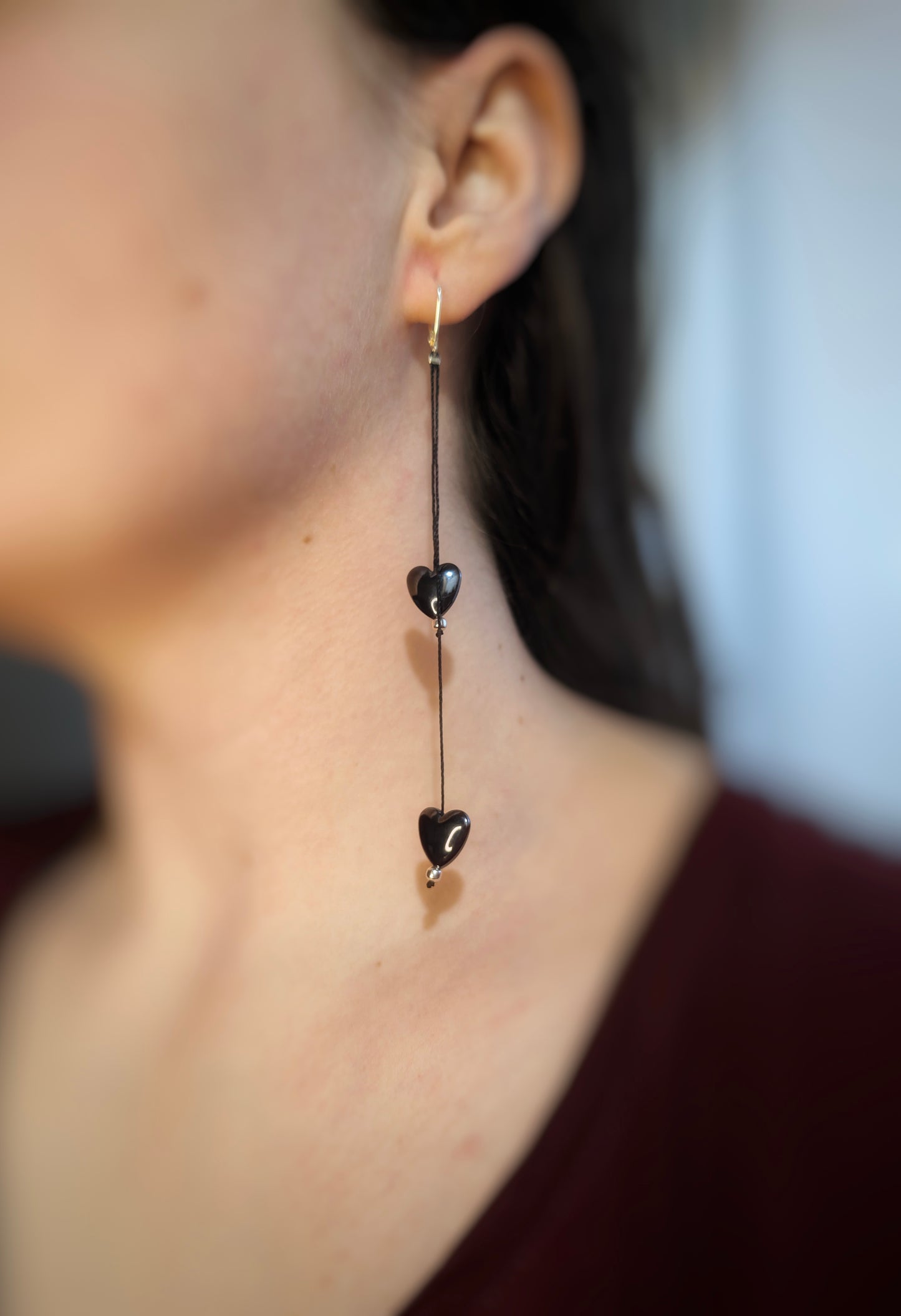 Silver Hematite Hearts Earrings