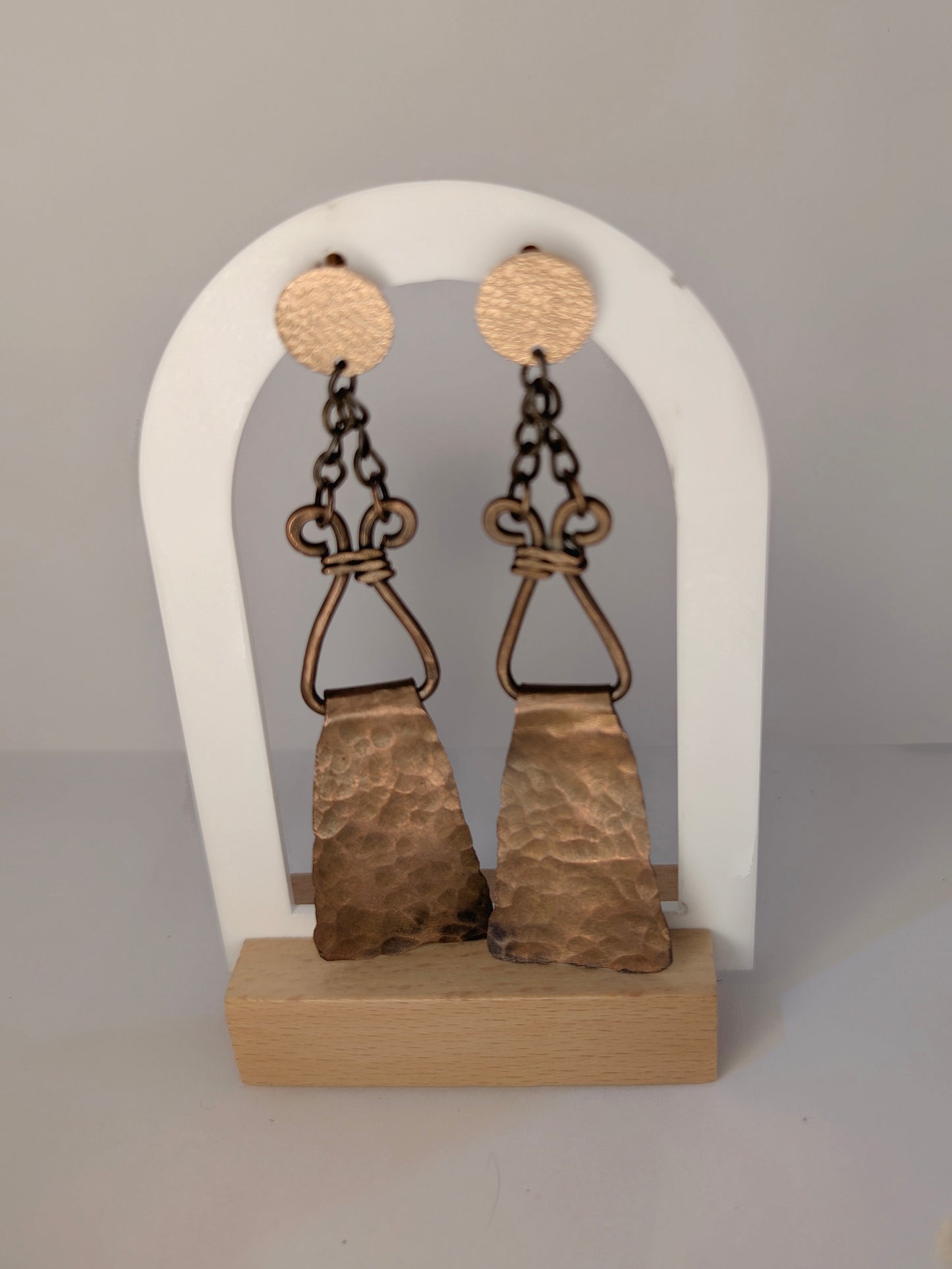 Statement Copper Earrings With Chain