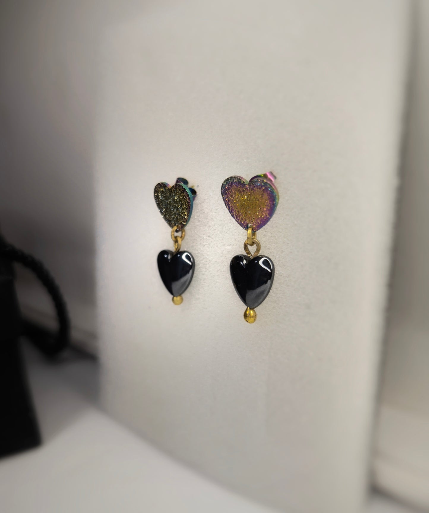 Rainbow Glitter Heart Earrings